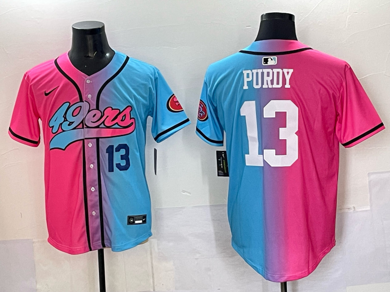 Men San Francisco 49ers #13 Purdy Blue pink Nike Limited NFL 2025 Jersey 005->new york yankees->MLB Jersey
